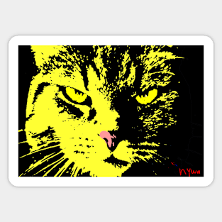 ANGRY CAT POP ART - YELLOW BLACK Sticker